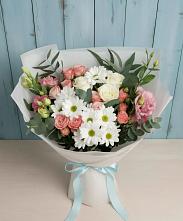 Букет цветов из:  Розы, Лизиантусы и Хризантемы в Октябрьский Тульская область