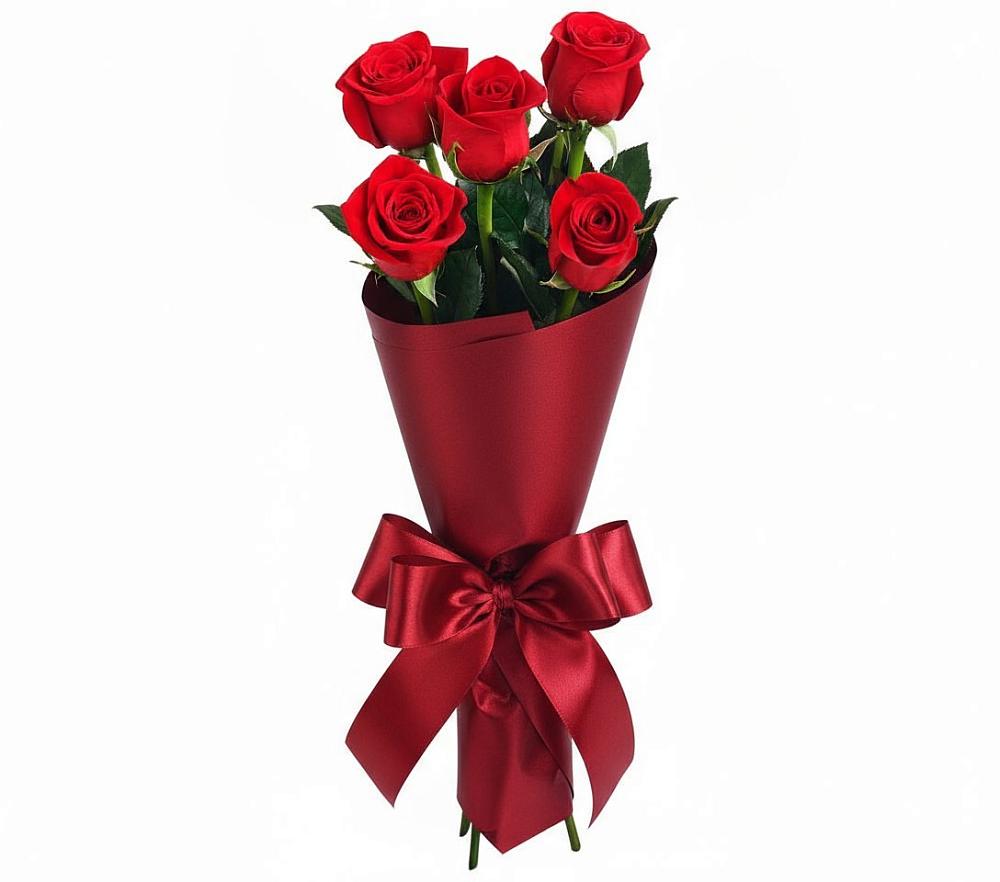 Букет 5 Красных роз Эдлесс Лав в Октябрьский Тульская область