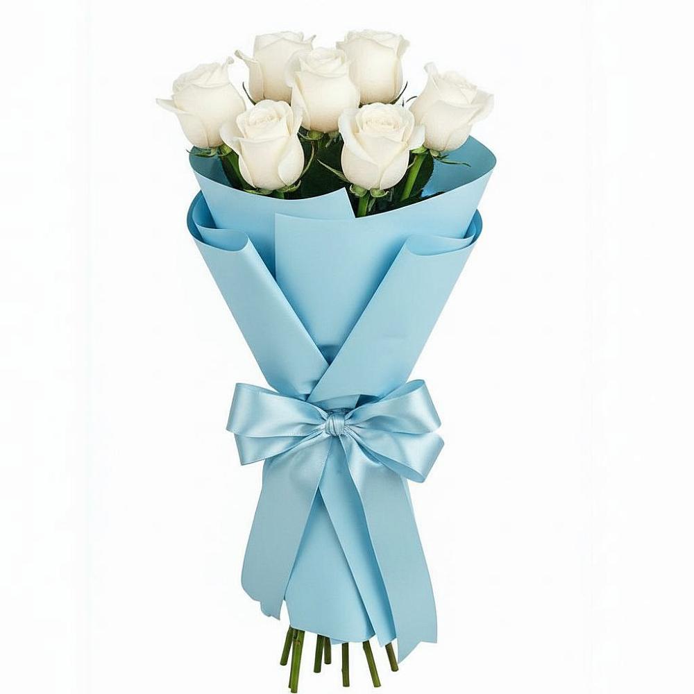 Букет 7 белых роз Проуд в Октябрьский Тульская область