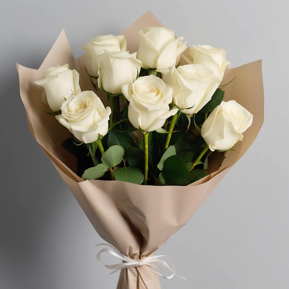 Букет 9 Белых роз Эдлесс Лав в Октябрьский Тульская область