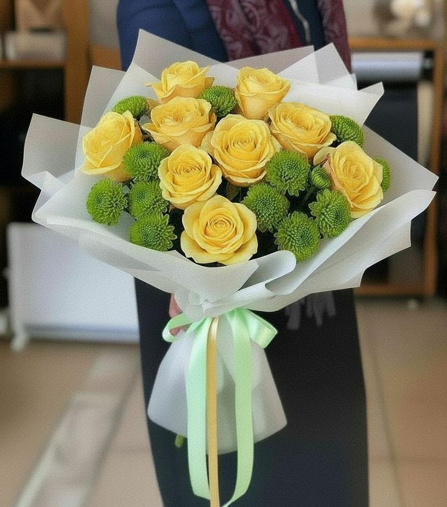 Букет цветов из: Хризантемы и Розы в Октябрьский Тульская область