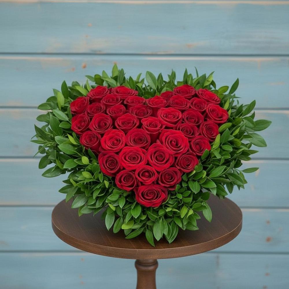 Цветочная композиция из Розы в виде сердца в Октябрьский Тульская область