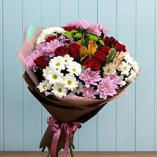 Букет цветов из:  Розы, Хризантемы и Альстромерии в Октябрьский Тульская область