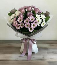 Букет цветов из:  Хризантемы и Розы в Октябрьский Тульская область