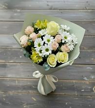 Букет цветов из:  Альстромерии, Розы и Хризантемы в Октябрьский Тульская область