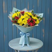 Букет цветов из:  Альстромерии и Хризантемы в Октябрьский Тульская область