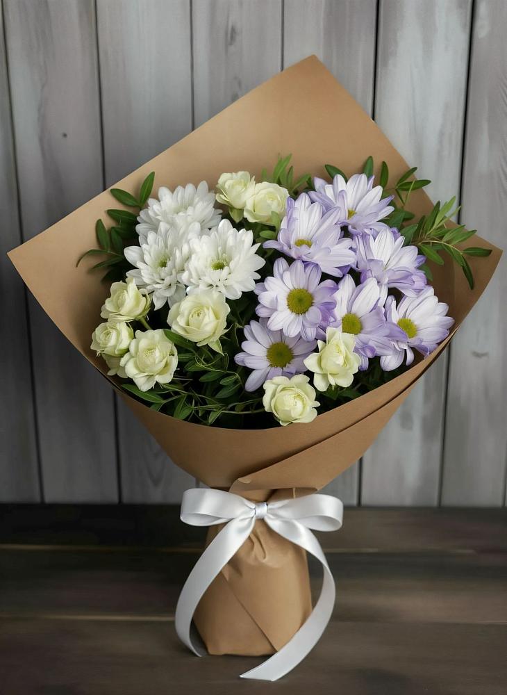 Букет цветов из: Хризантемы и Розы в Октябрьский Тульская область